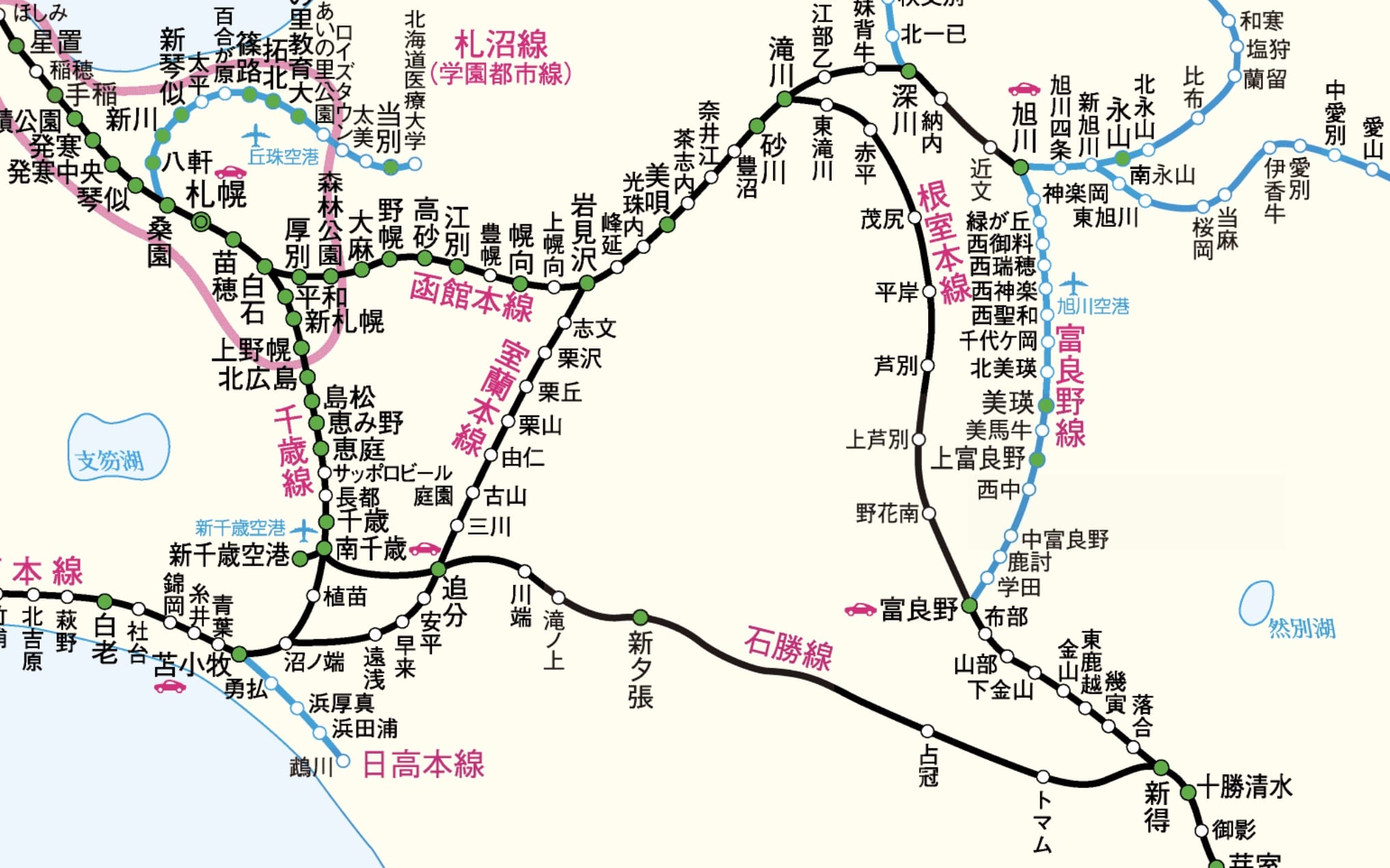 富良野到美瑛、旭川兩種交通方式：JR北海道鐵路、富良野巴士