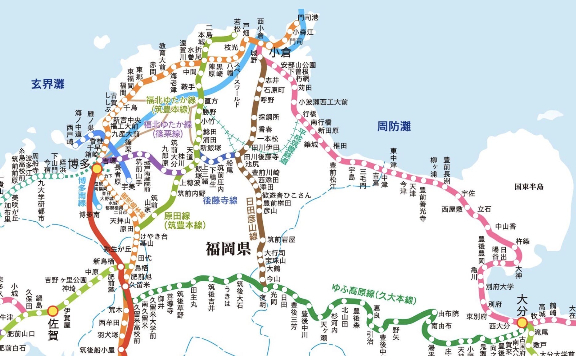 到九州福岡縣交通方式路線整理(JR九州鐵路、巴士交通)