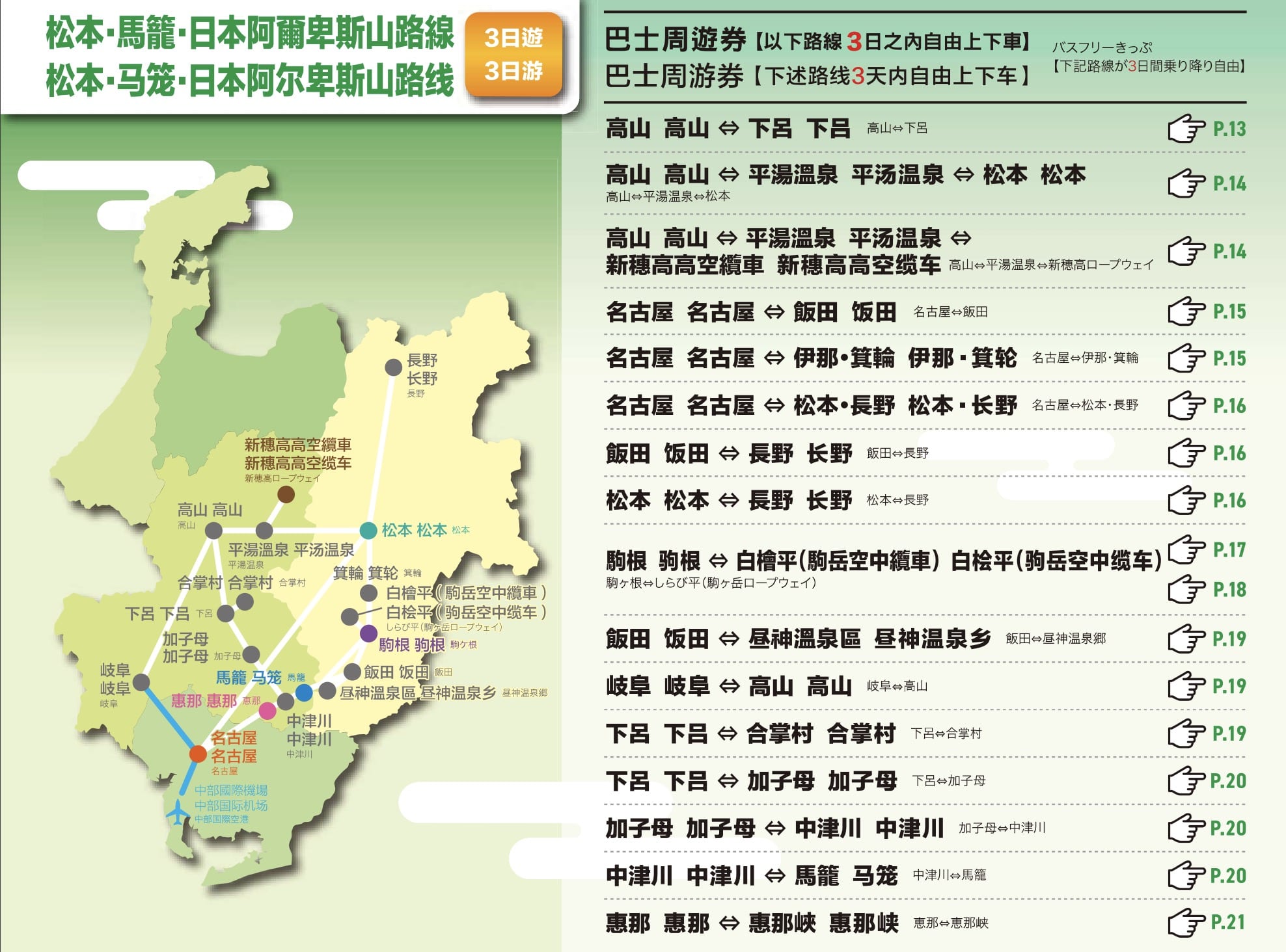 長野松本搭高速巴士到岐阜高山站、平湯溫泉、新穗高纜車 路線圖、時刻表