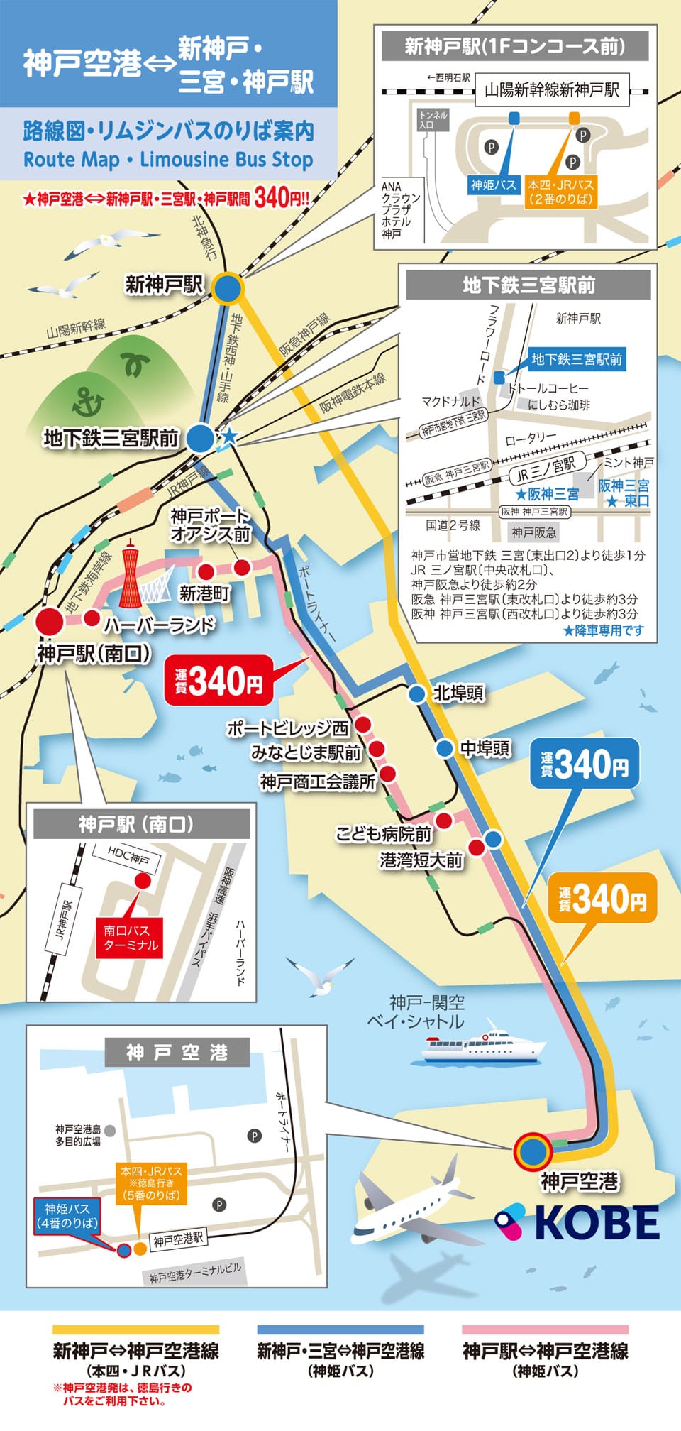 關西機場到神戶五種方式整理｜JR鐵路、巴士、神戶高速船、南海電鐵＋阪神電車