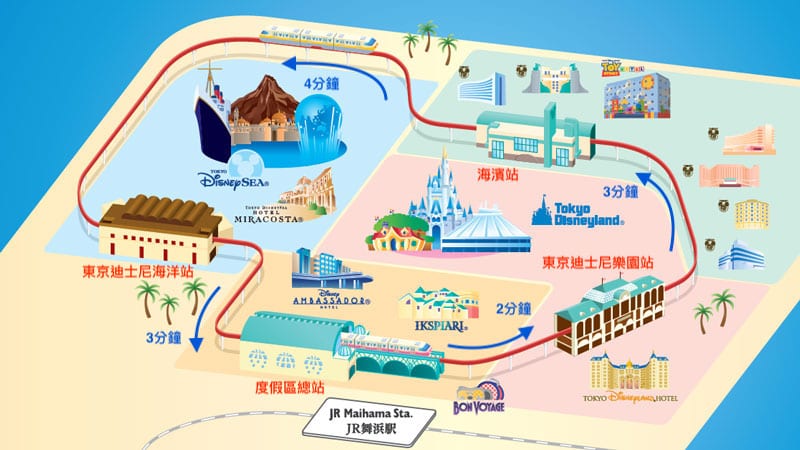 東京迪士尼交通｜迪士尼度假區線、可愛迪士尼單軌電車