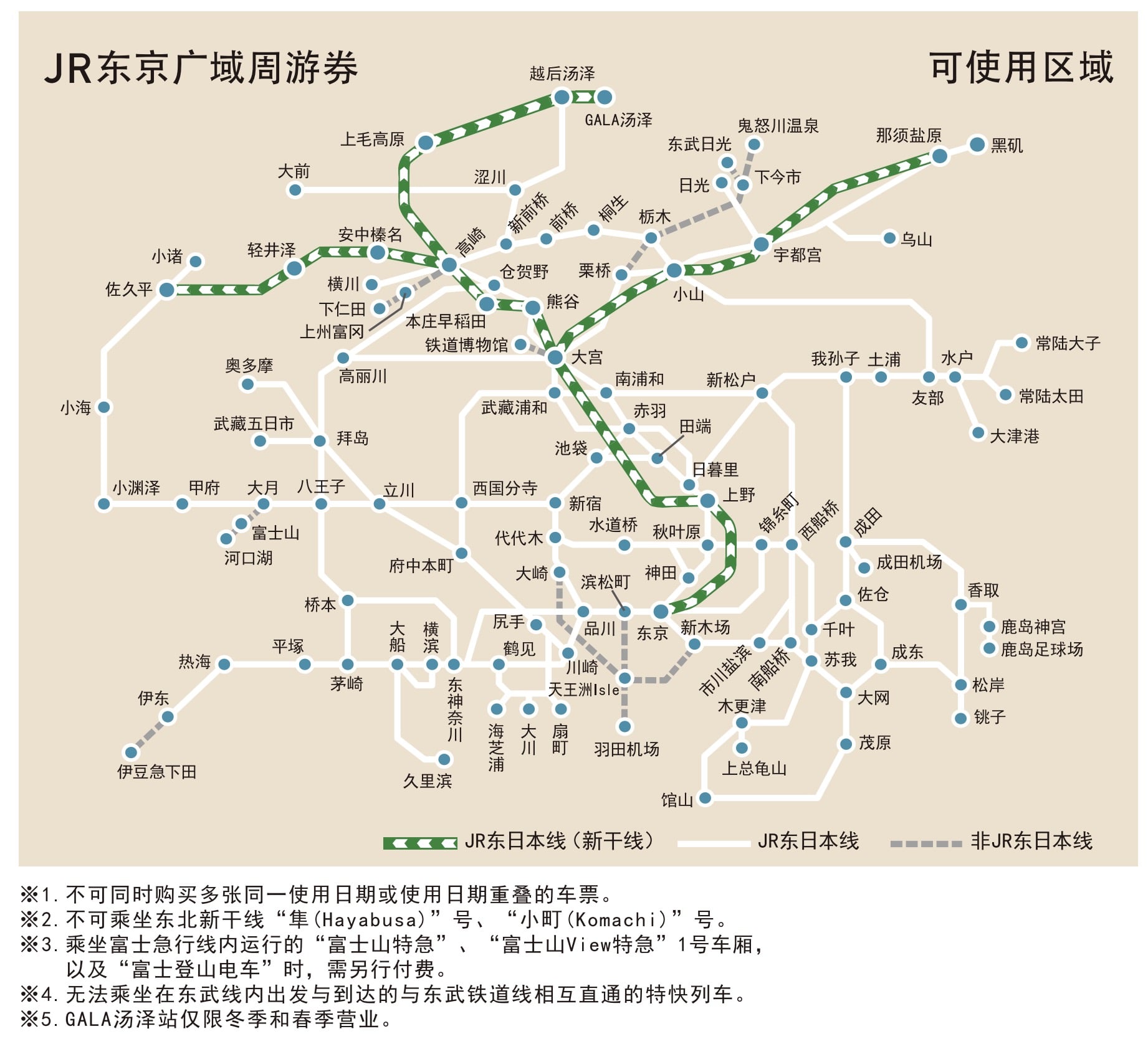 JR東日本鐵路交通票券｜東京廣域周遊券使用區間、購買方式、行程參考
